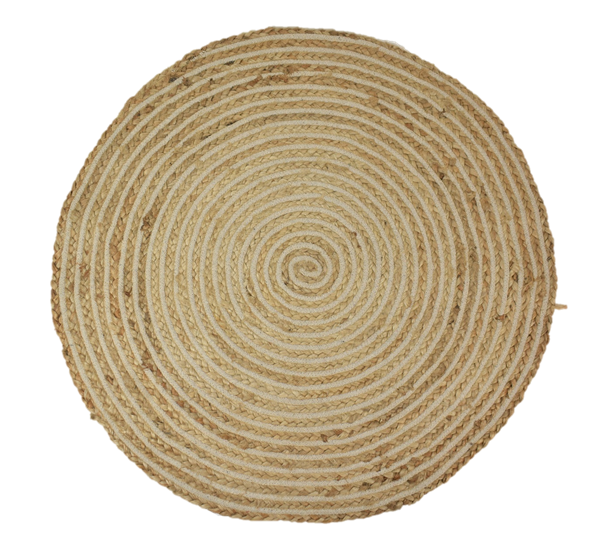 Large Round Natural 100% Braided Jute and Cotton Rug  2 Sizes Fair Trade GoodWeave